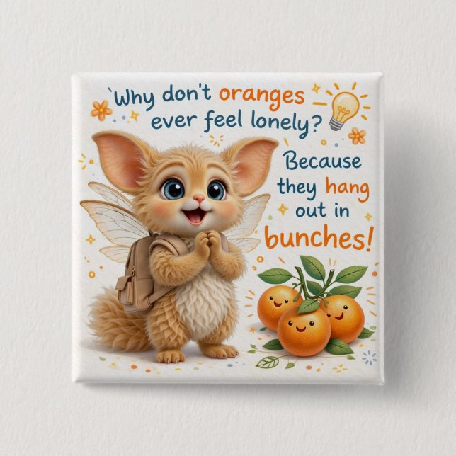 Bóton Quadrado 5.08cm Funny Orange Dad Joke (Frente)