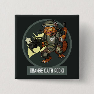 Bóton Quadrado 5.08cm Funny Sci-fi Marine Orange Cats Rock! Cat Cartoon