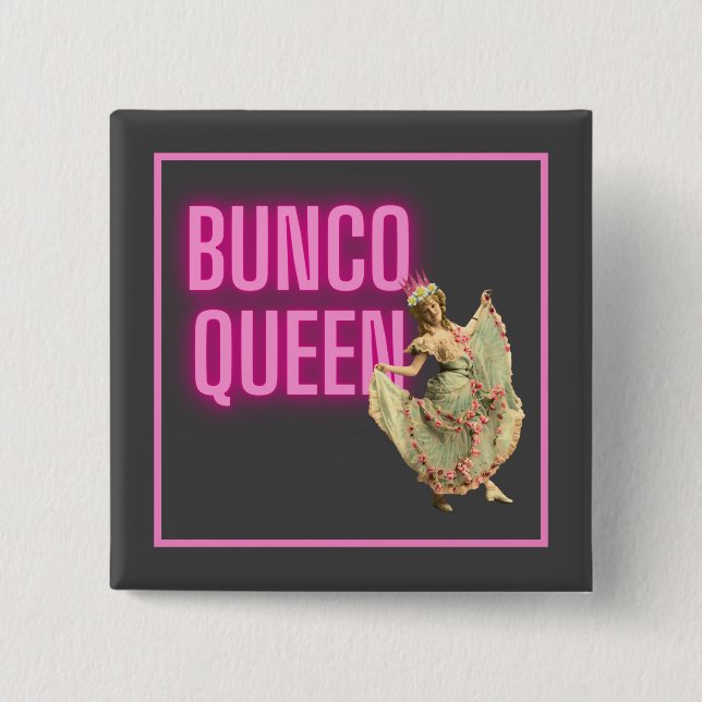 Bóton Quadrado 5.08cm Funny Vintage Bunco Queen (Frente)