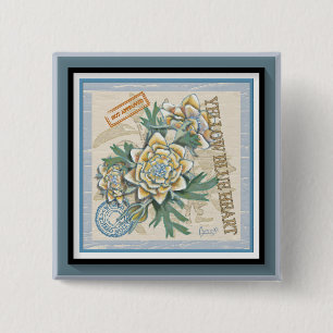 Bóton Quadrado 5.08cm G Criação de floração amarela