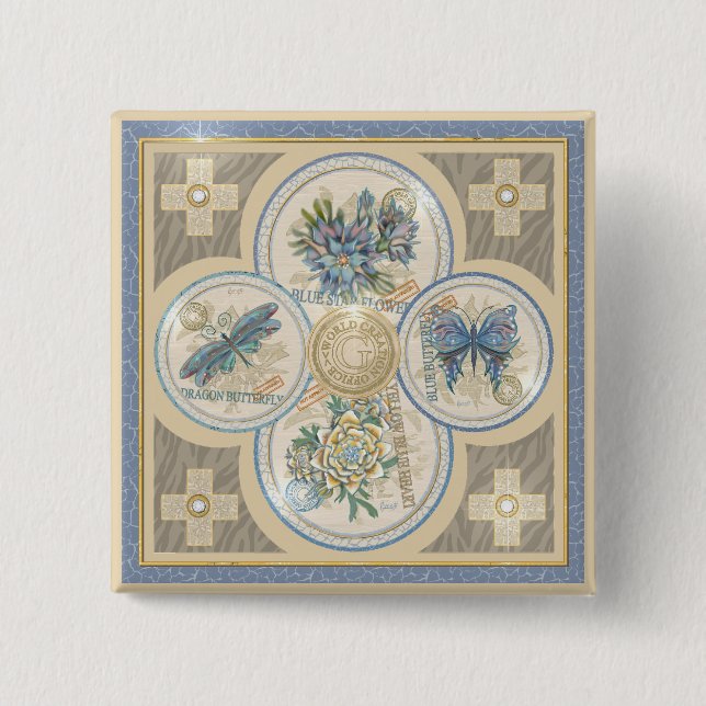 Bóton Quadrado 5.08cm G Gabinete de Criação (Frente)