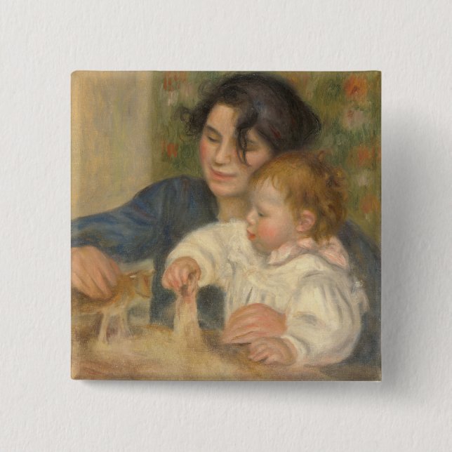 Bóton Quadrado 5.08cm Gabrielle e Jean (por Pierre-Auguste Renoir) (Frente)