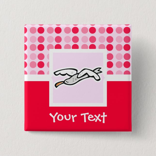 Bóton Quadrado 5.08cm Gaivota bonito (Frente)