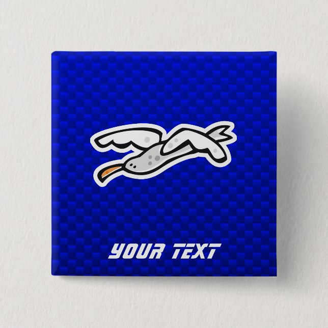 Bóton Quadrado 5.08cm Gaivota bonito; Azul (Frente)