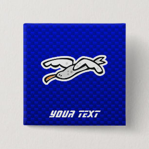 Bóton Quadrado 5.08cm Gaivota bonito; Azul