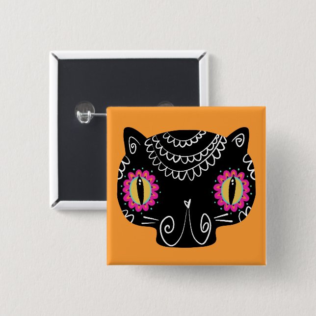 Bóton Quadrado 5.08cm Gaivota Gaivota Dia dos Mortos (Frente & Verso)