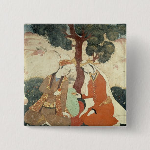 Bóton Quadrado 5.08cm Galante da cena da era de Shah Abbas mim