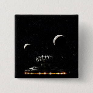 Bóton Quadrado 5.08cm Galáxia - Artesanato Espacial Radar - Sci-Fi