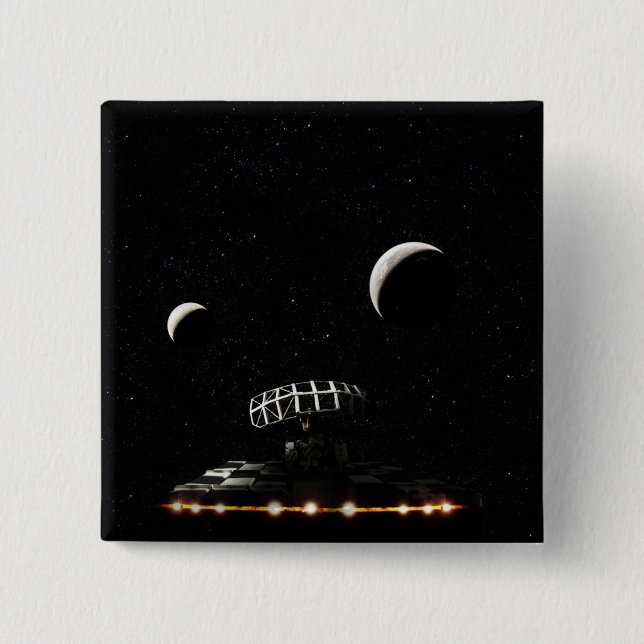 Bóton Quadrado 5.08cm Galáxia - Artesanato Espacial Radar - Sci-Fi (Frente)