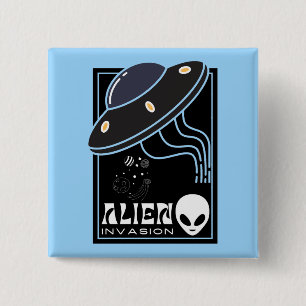 Bóton Quadrado 5.08cm Galáxia espacial OVNI da Invasão da alienígena