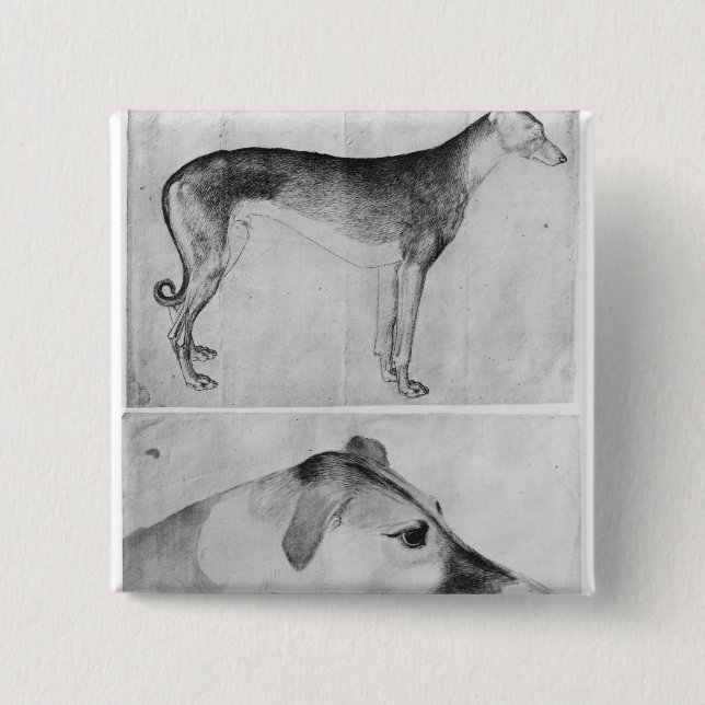 Bóton Quadrado 5.08cm Galgo e cabeça de um galgo (Frente)
