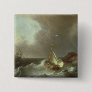 Bóton Quadrado 5.08cm Galleon em mares tormentosos