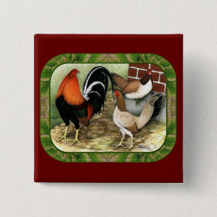 Bóton Quadrado 5.08cm Gamefowl na Fazenda