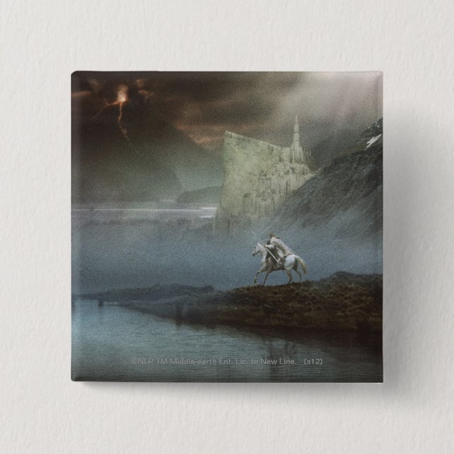 Bóton Quadrado 5.08cm GANDALF™ leva Hobbits à cidade protegida (Frente)