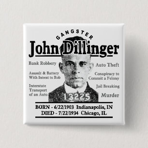 Bóton Quadrado 5.08cm Gângster John Dillinger