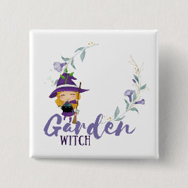 Bóton Quadrado 5.08cm GARDEN WITCH - Personalizar com texto, ortografia,