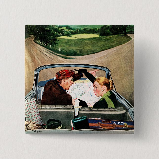 Bóton Quadrado 5.08cm Garfo na estrada (Frente)