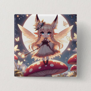 Bóton Quadrado 5.08cm Garota Anime Pixie Hippie Lua Fada