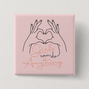 Bóton Quadrado 5.08cm Garotas Podem Fazer Qualquer Coisa Botão