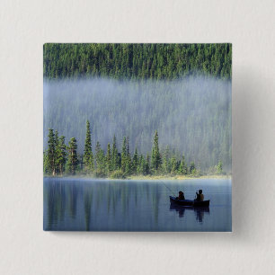 Bóton Quadrado 5.08cm Garotos pescando no Lago Waterfowl, Banff