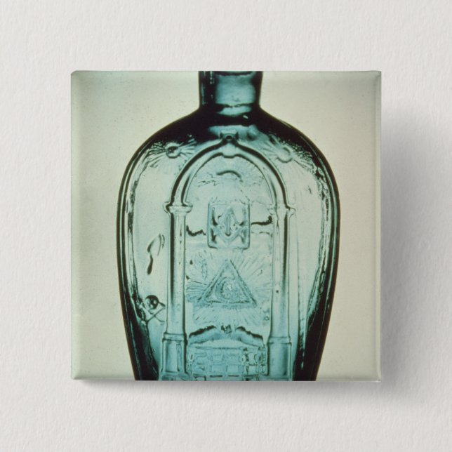 Bóton Quadrado 5.08cm garrafa maçónica Molde-fundida (Frente)