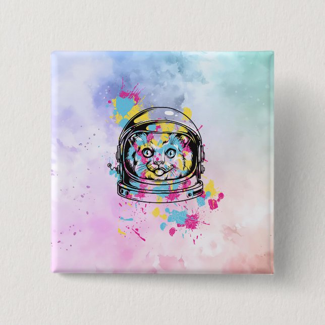 Bóton Quadrado 5.08cm Gata Astronauta (Frente)