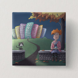 Bóton Quadrado 5.08cm Gata no Botão do Parque