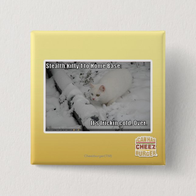 Bóton Quadrado 5.08cm Gatinho 1 do discrição (Frente)