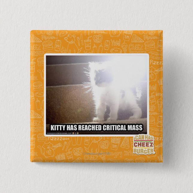 Bóton Quadrado 5.08cm Gatinho da massa crítica (Frente)