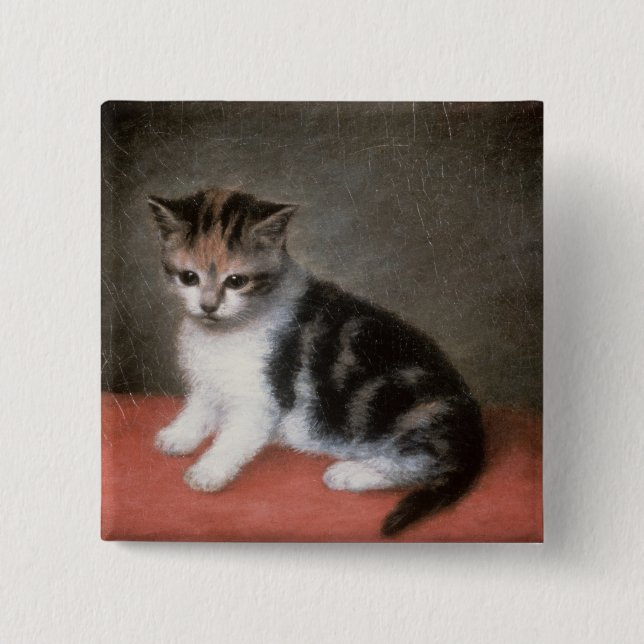 Bóton Quadrado 5.08cm Gatinho de George Stubbs | da senhorita Ann (Frente)