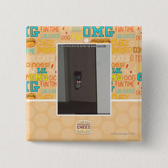 Bóton Quadrado 5.08cm Gatinho do laser (Frente)