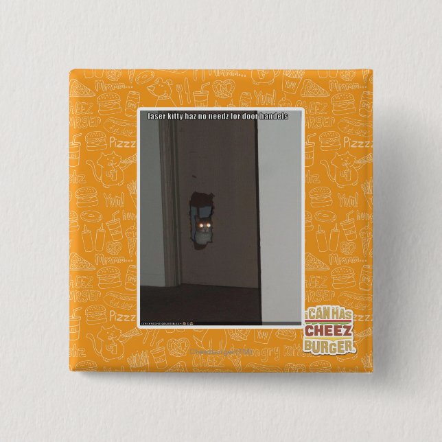 Bóton Quadrado 5.08cm Gatinho do laser (Frente)