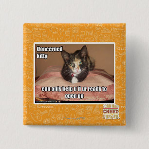 Bóton Quadrado 5.08cm Gatinho interessado