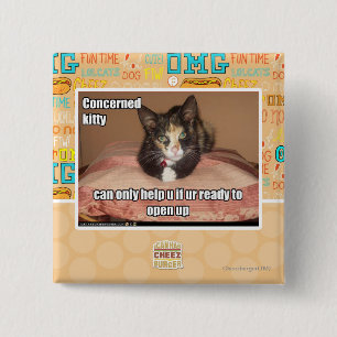 Bóton Quadrado 5.08cm Gatinho interessado