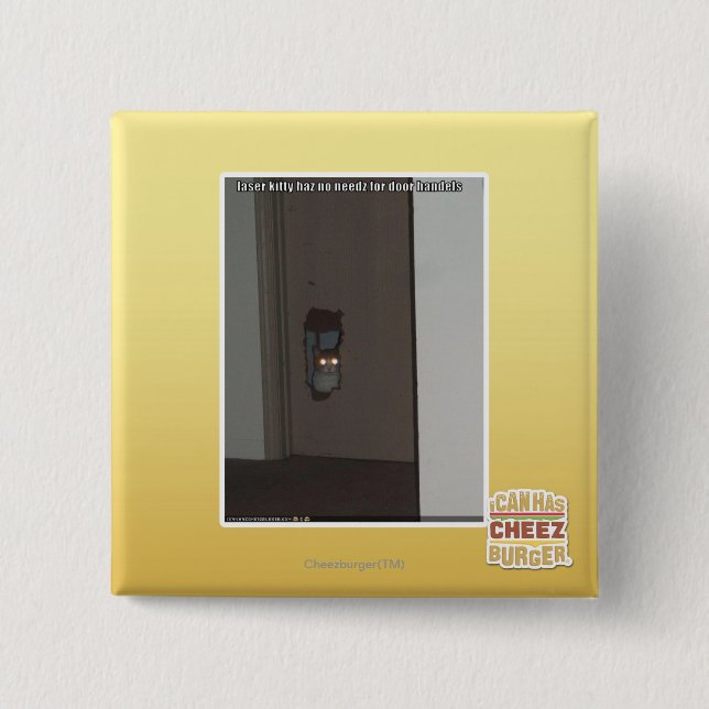 Bóton Quadrado 5.08cm Gatinho laser (Frente)