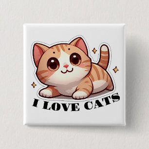 Bóton Quadrado 5.08cm Gatinho Ultracarado Eu Adoro Gatos