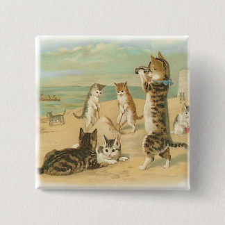 Bóton Quadrado 5.08cm Gatinhos da praia