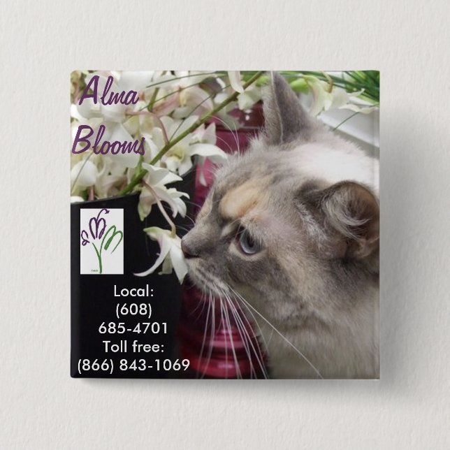 Bóton Quadrado 5.08cm Gato (Frente)