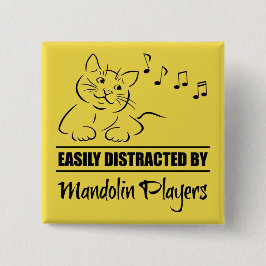 Bóton Quadrado 5.08cm Gato curioso facilmente distraído por jogadores de
