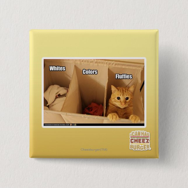 Bóton Quadrado 5.08cm Gato da lavanderia (Frente)