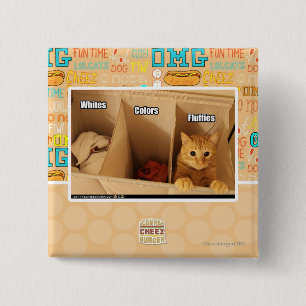 Bóton Quadrado 5.08cm Gato da lavanderia