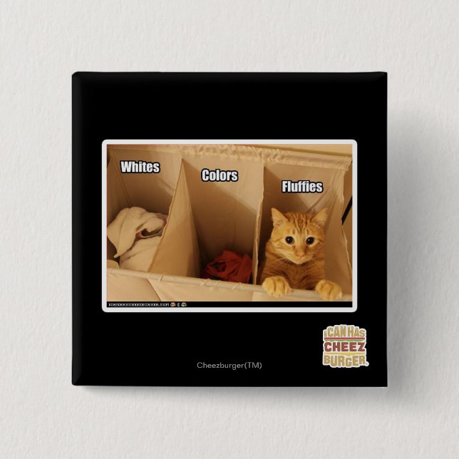 Bóton Quadrado 5.08cm Gato da lavanderia (Frente)