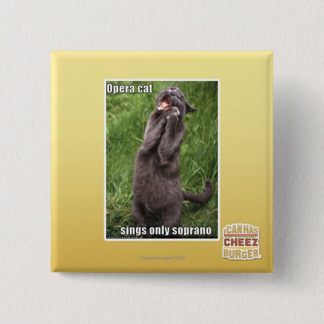 Bóton Quadrado 5.08cm Gato da ópera (Frente)