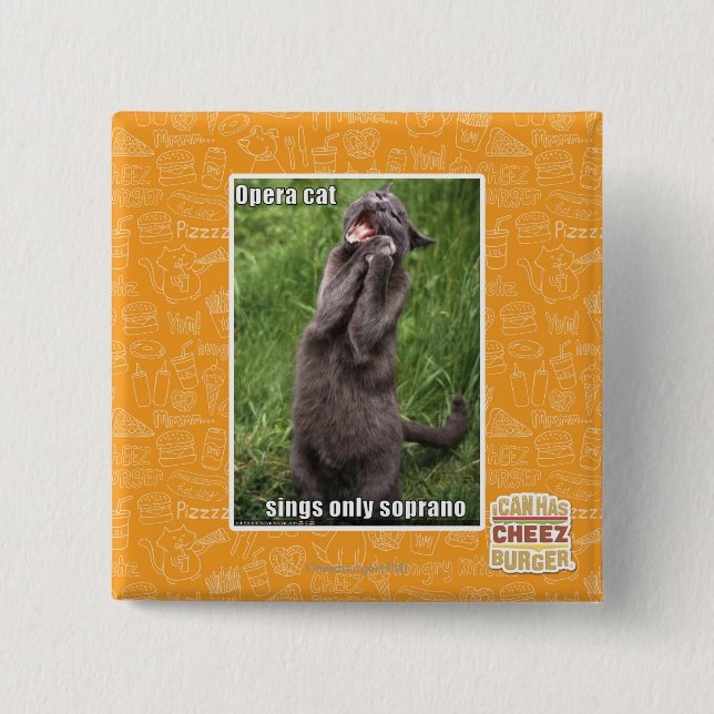 Bóton Quadrado 5.08cm Gato da ópera (Frente)