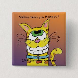 Bóton Quadrado 5.08cm Gato de Grinning