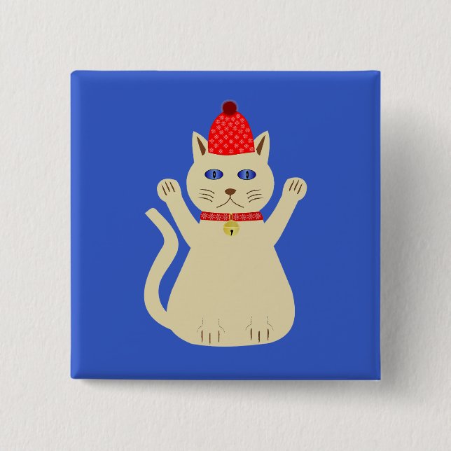 Bóton Quadrado 5.08cm Gato de Natal bonito (Frente)