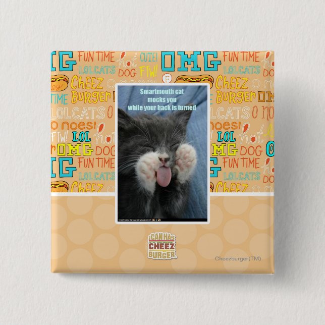 Bóton Quadrado 5.08cm Gato de Smartmouth (Frente)