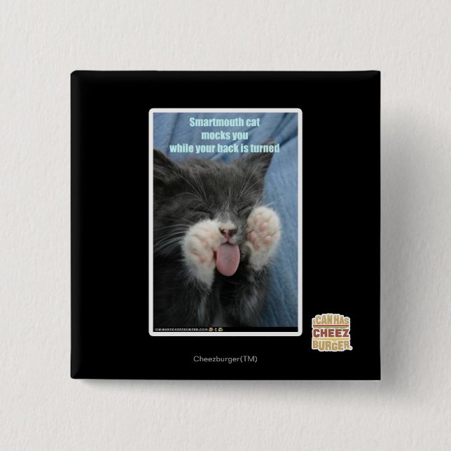 Bóton Quadrado 5.08cm Gato de smartmouth (Frente)