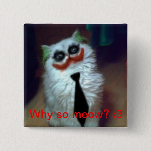 Bóton Quadrado 5.08cm Gato do palhaço (Frente)