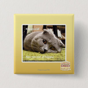 Bóton Quadrado 5.08cm Gato feliz, fora de feliz